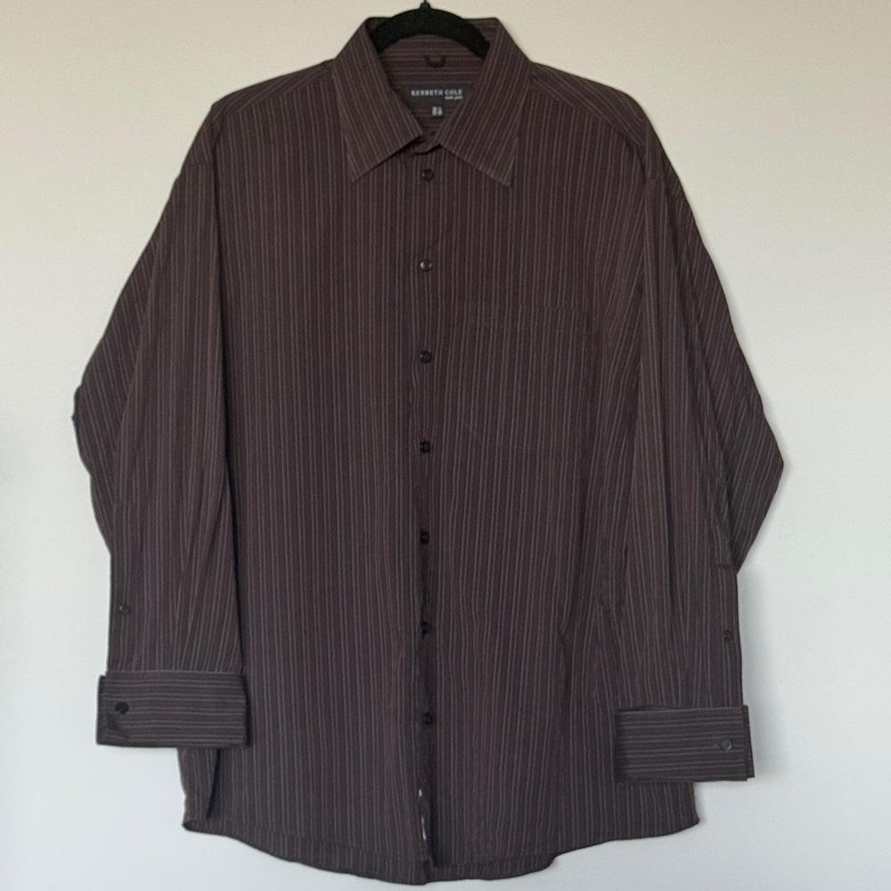 Kenneth Cole Dark Brown Pinstripe Shirt 👔